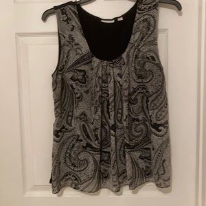 Paisley tank with sheer overlay.